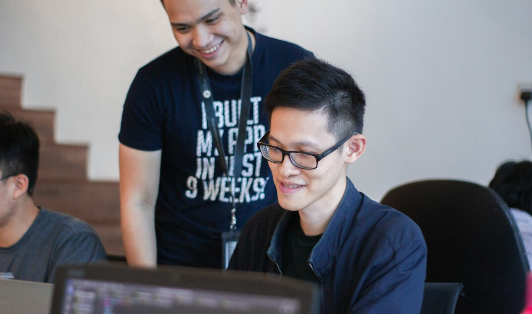 mentor helping student with code